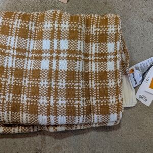 Plaid Knit Blanket in Brown and White Timberland Very Soft